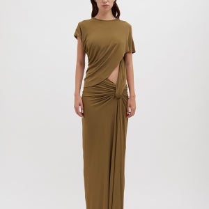 크리스토퍼 에스버 올리브 트위스트 레버 티 드레스 24023212