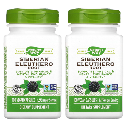 1+1 네이처스웨이 시베리아 가시오가피 뿌리 추출물 425mg 100 베지 캡슐 비건  2개  100정