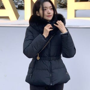 [헤지스 여성] 헤지스 24FW 폭스 FUR 탈착 구스다운 점퍼 95 090 HSJU4D782BK