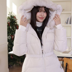 [헤지스 여성] [폭스 FUR] 탈착 구스다운 점퍼 아이보리 HSJU4D782IV