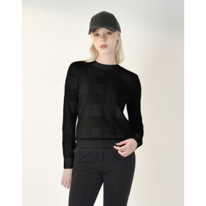닥스골프 닥스 골프 여성 24FW PREMIUM 메탈사 체크 조직감 스웨터 DNSW4C615BK