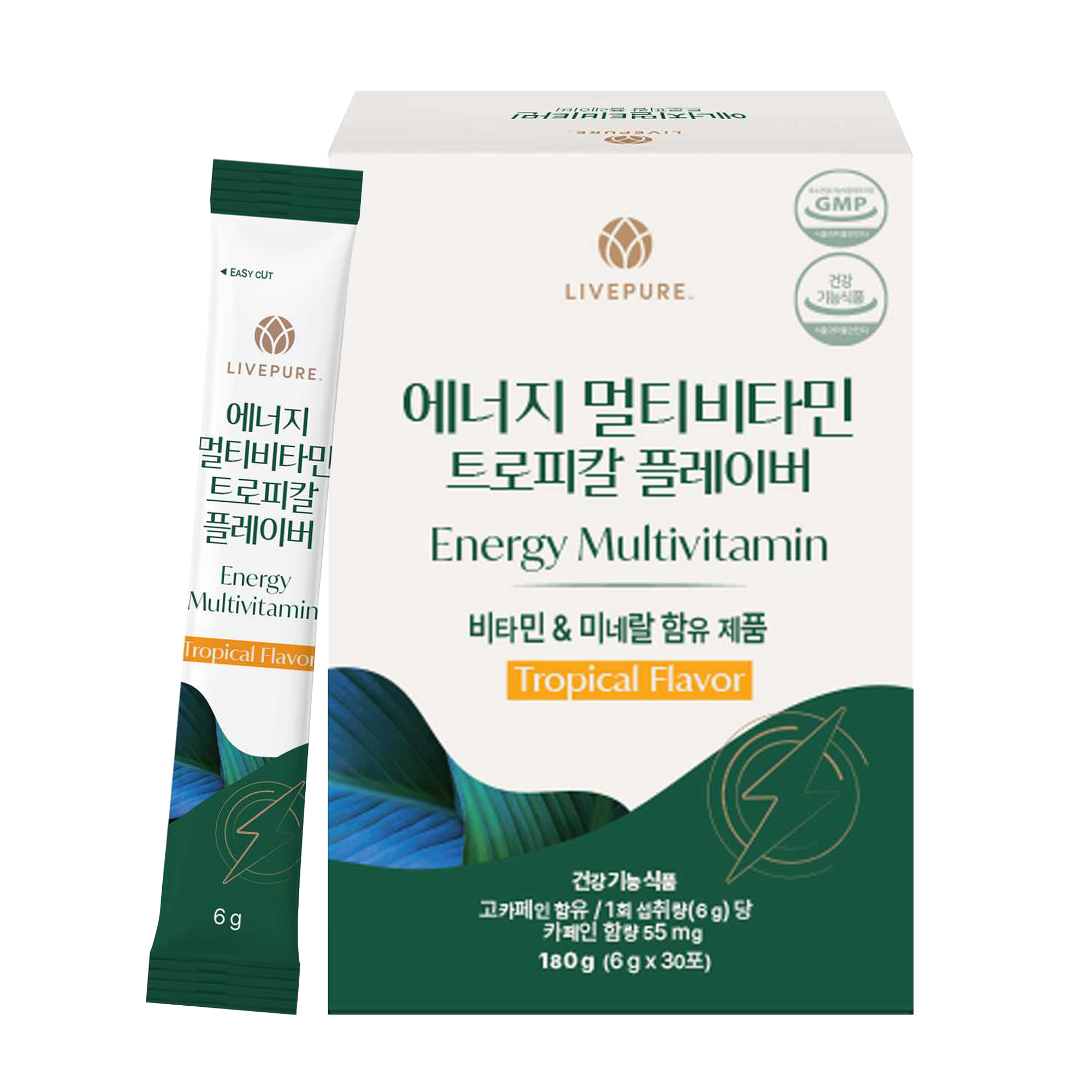 리브퓨어 <b>에너지 멀티비타민 열대과일맛</b> (<b>6g</b> X 30포)  30포  1개  180g