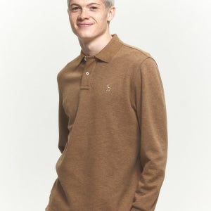 [헤지스 남성] [반값세일]베이지 긴팔 피케 카라 티셔츠 HZTS4D431I2