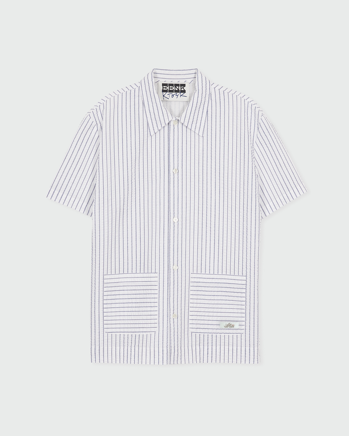 (Unisex) Striped Short Sleeve Shirt - Ivory