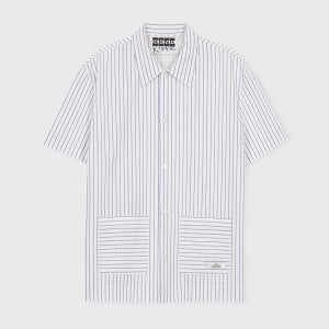 (Unisex) Striped Short Sleeve Shirt - Ivory