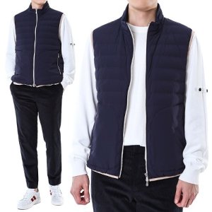 브루넬로쿠치넬리 배색트리밍 구스다운 패딩 베스트 (네이비)MM4031913 CVJ09