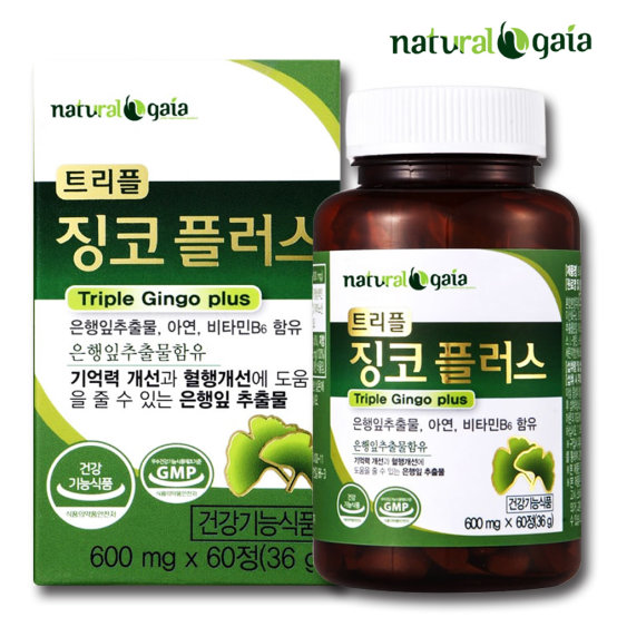 내츄럴<b>가이아</b> 트리블 징코 플러스 혈행개선 기억력개선 600mg x 60정