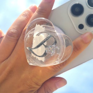 투명 하트 레진 붓터치 감성 맥세이프 그립톡, resin jem