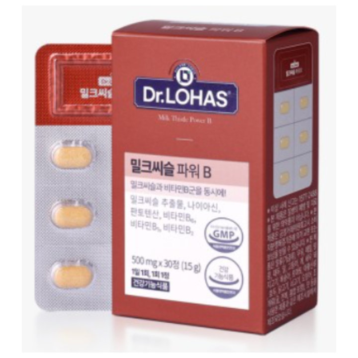 Dr LOHAS 닥터<b>로하스</b> 밀크씨슬 파워B 실리마린 <b>비타민</b> 500mg 30정 1개월분