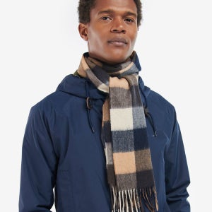 [바버] 다크 그레이 Tattersall 램스울 스카프 URSC4F003G3