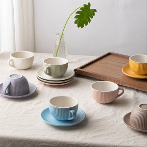 마카롱 커피잔세트 330ml 라떼잔 카프치노 7세트, mano(마노)