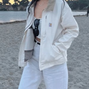 칼하트 여성 루즈핏 캔버스 디트로이트 워크 자켓 화이트 베이지 크림 여자 여성용