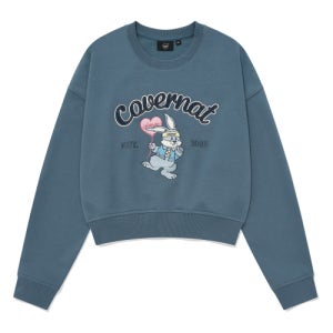 [커버낫 우먼] 우먼 크롭 클로버니 자수 맨투맨 Dark Blue CO2403CR73DB