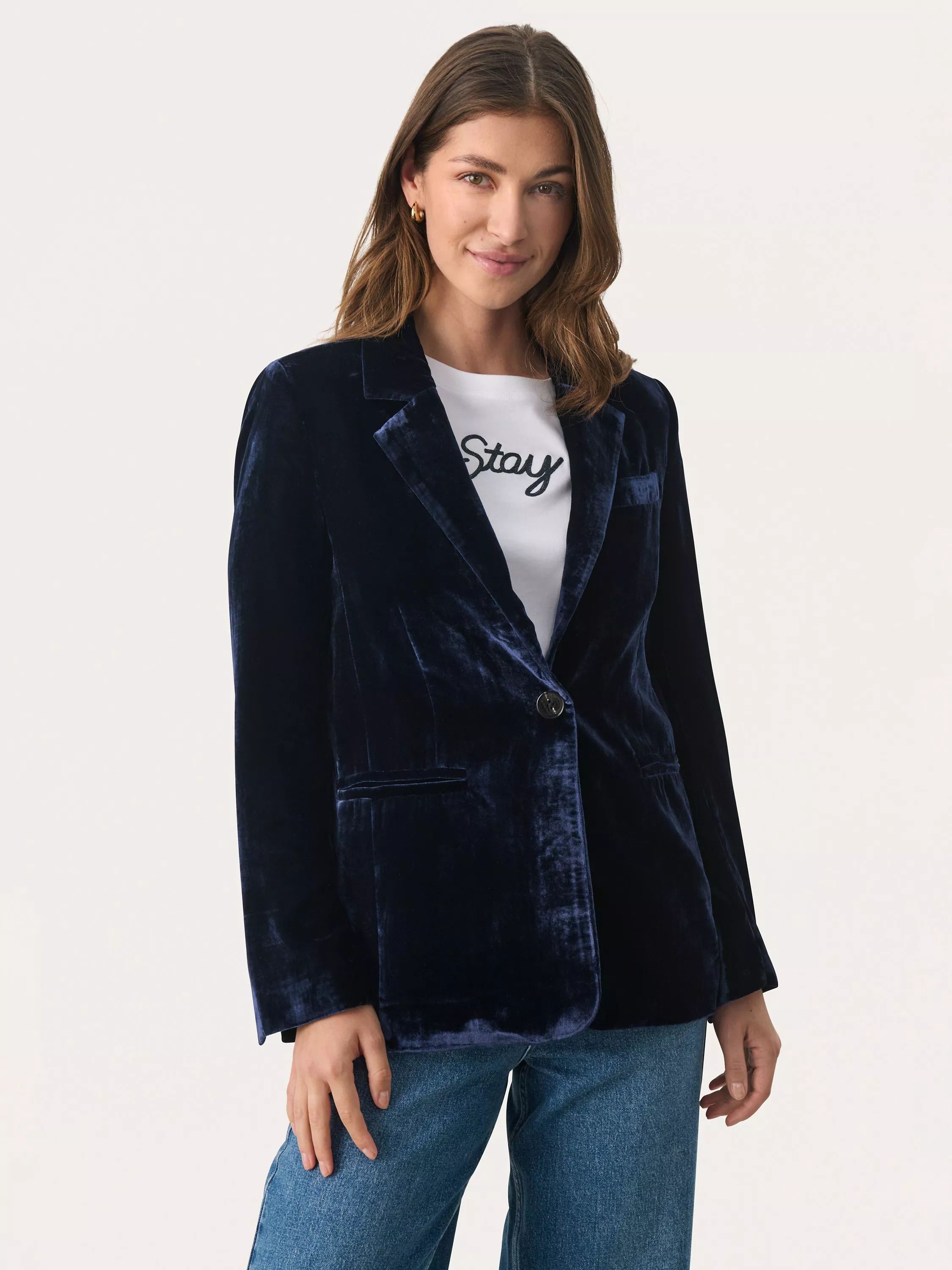 Part Two 벨벳 블레이저 네이비 Loretta Velvet Blazer, Navy 112309663 98622063