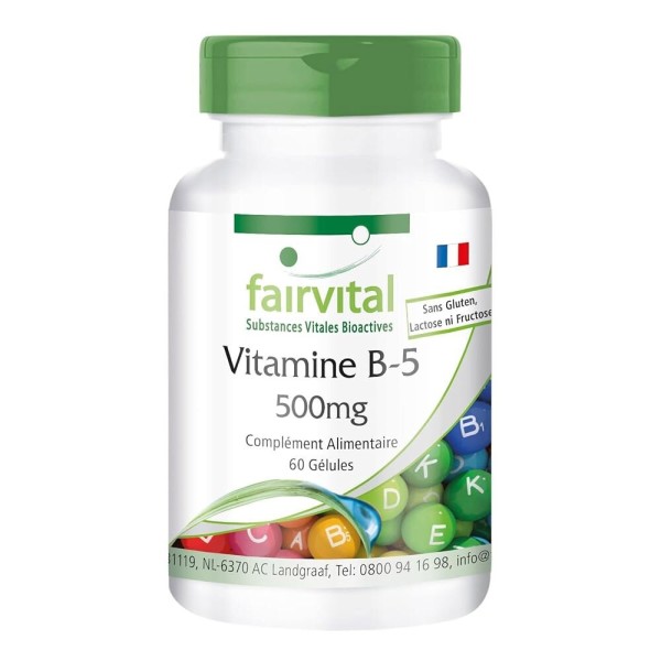 Fairvital 비타민 <b>B5500mg</b> <b>판토텐산</b> Vegan 비타민제 프랑스 매장상품