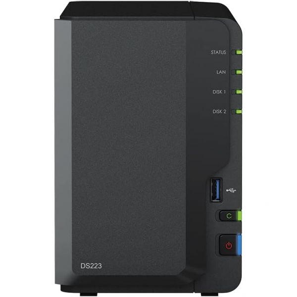 Synology DS223 디스크스테이션 NASRealtek RTD1619B 쿼드 코어 2GB 램 1xRJ45 1GbE LAN 포트 2베이 12TB 및 6TB Seagate I