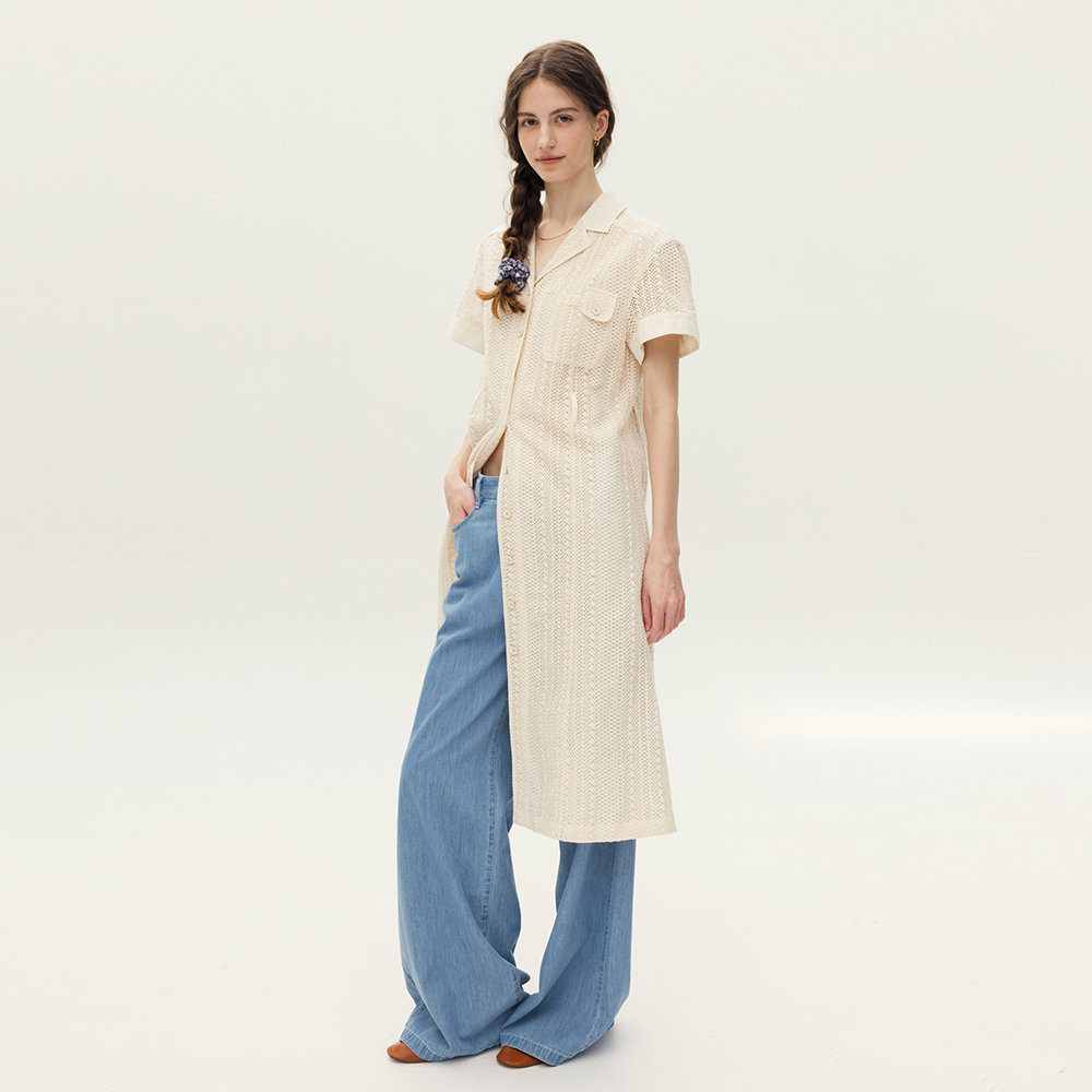 [앤유] 데일스포드 벨티드 레이스 사파리 원피스 (Cream/Mint)