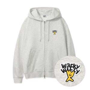 와키윌리 베이직 로고와펜 후드집업 라이트그레이