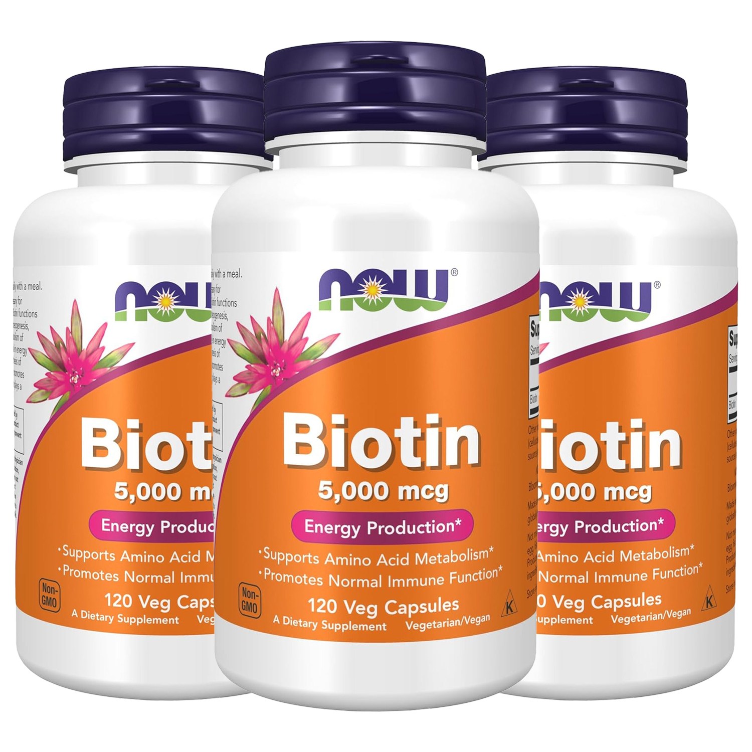 나우푸드 <b>비오틴 5000mcg</b> 베지 캡슐  120정  3개