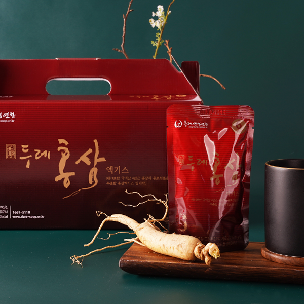 <b>두레</b>생협 장수이야기 <b>홍삼 엑기스</b> 90mlX20팩 장수 6년근 구증구포 액기스  20개