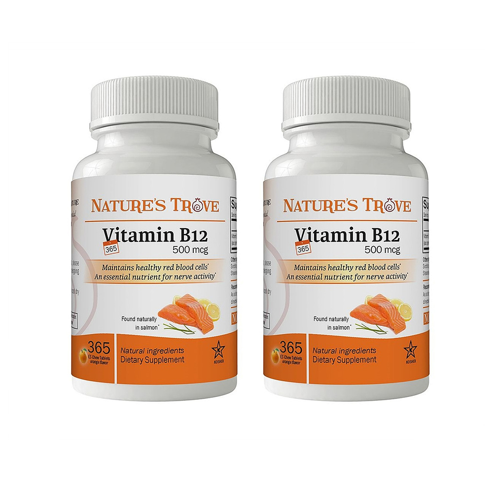 Nature’s Trove Vitamin B12 오렌지맛 비타민 B12 500mcg 365정 2팩