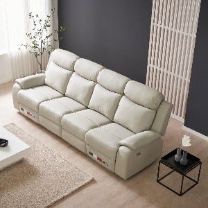 베루아 리클라이너 홈바형 가죽 소파