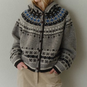 [유라고] Jacquard hoodie cardigan 2310211