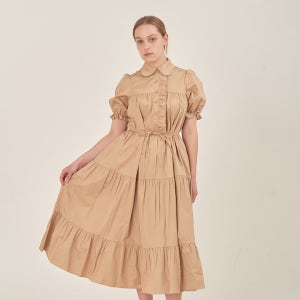 [레떼르넬] 서정희,고은미 님착용 _Plaisir Dress (long, beige)  레떼르넬 시그니처 프릴캉캉원피스