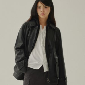 [커버낫 우먼] 우먼 포켓 페이크 레더 자켓 Black CO2403JK74BK