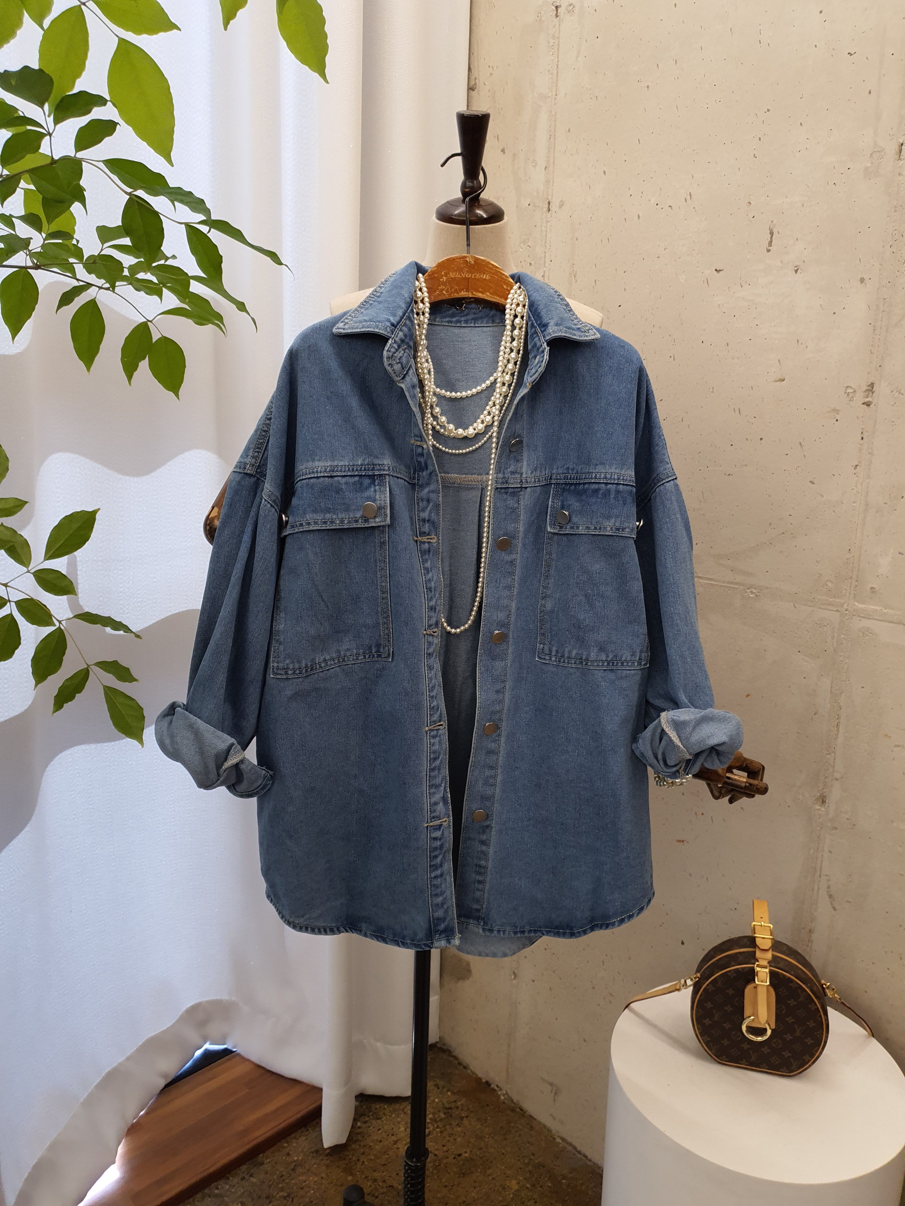 가을신상 사춘기 양포켓 루즈핏 긴팔 데님 청자켓