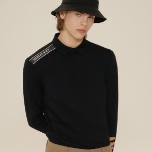 [헤지스 골프] [클리어런스]블랙 남성 조직감 제에리 긴팔카라 티셔츠 HUTS4B602BK