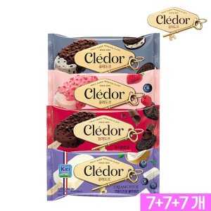 빙그레 끌레도르 프리미엄 아이스크림바 4종 21개 (7+7+7개) /바닐라/쿠키앤크림/베리믹스