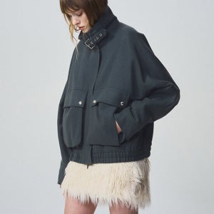 시스템 울 블렌드 하이넥 오버사이즈 점퍼 (Indigo)