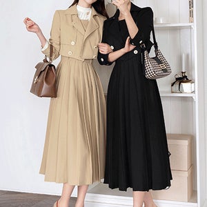 [단독기획세트]제슬린 트렌치 크롭자켓+원피스