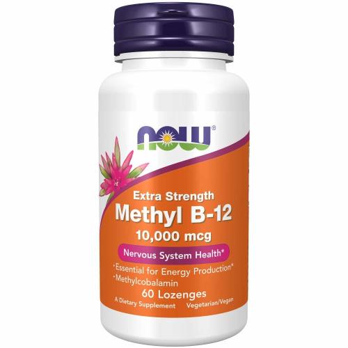 NOW 보충제 메틸 <b>B12메틸코발라민 10000mcg</b> 건강 캔디 60개 333294