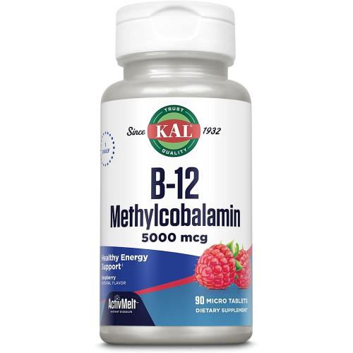 KAL 칼 비타민 B12 <b>메틸코발라민 5000mcg</b> 라즈베리 맛 90마이크로타블렛