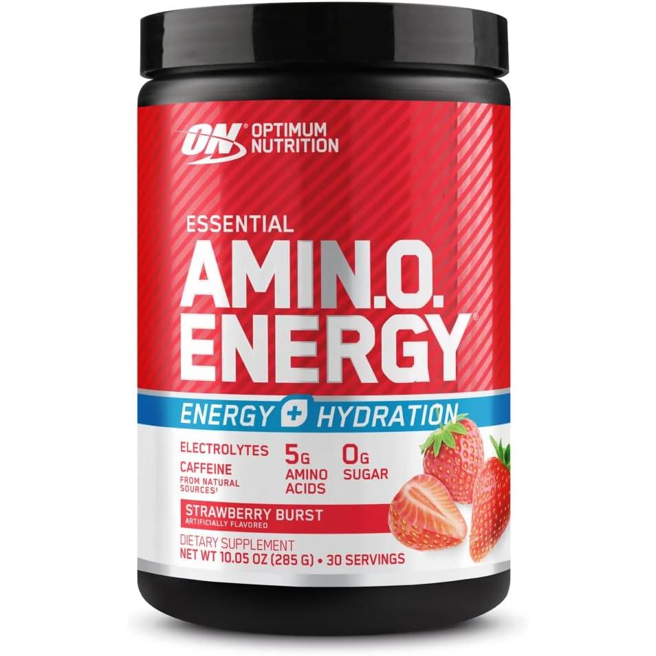 Optimum Nutrition <b>옵티멈뉴트리션</b> 아미노 에너지 파우더 플러스 하이드레이션+분지쇄 아미노산 전해질 앤 카페인 스트로베리 버스트 30회분 2개  1개