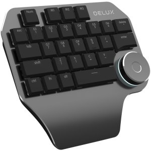 DELUX T11 디자이너 한 손 다이얼 키보드 포토샵 PS CAD 일러스트 웹툰 작가 드로잉 그림용 오토 캐드 매크로  다크 그레이