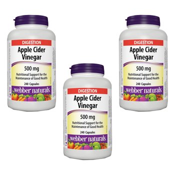 캐나다 <b>웨버내추럴</b> 애플 사이다 비니거 500mg 240캡슐 3팩
