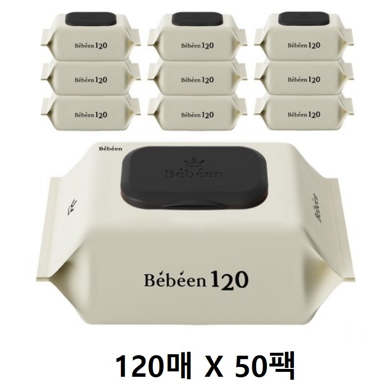 베베앙 120 엠보싱 대용량 아기물티슈 캡형 50gsm  120개입  10개