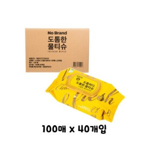 노브랜드 노브랜드 도톰한 물티슈 100매 x 40개입 대용량 물티슈 캡형