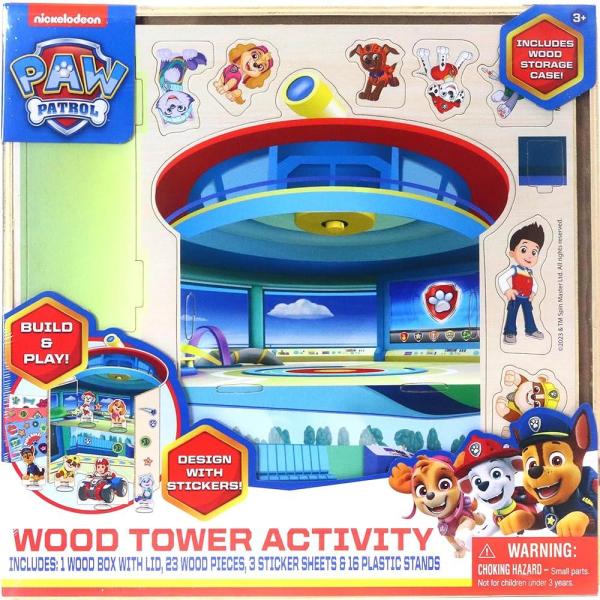 Tara Toys Paw Patrol Wood Tower Activity - Toddler Building Puzzles for Boys - Wooden Toy Set Games