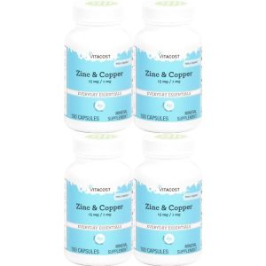 Vitacost Zinc Coppe 아연 구리 15 mg 100캡슐 4팩