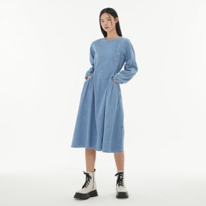 [랩] 데님셔링 주머니 롱 원피스 AP1DO263 AP1DO263