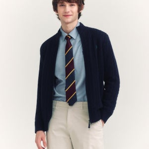 [헤지스 남성] [아이코닉] 네이비 울 케이블 집업 HZSW4D327N2