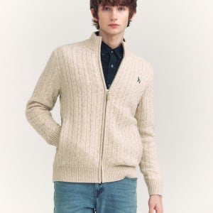 [헤지스 남성] [아이코닉] 베이지 울 케이블 집업 HZSW4D327I1