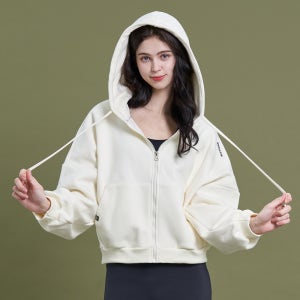 가을 컴피 기모 후드집업 여성 트레이닝 아이보리