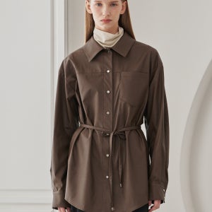 [누브] Belted Leather Shirts -Brown