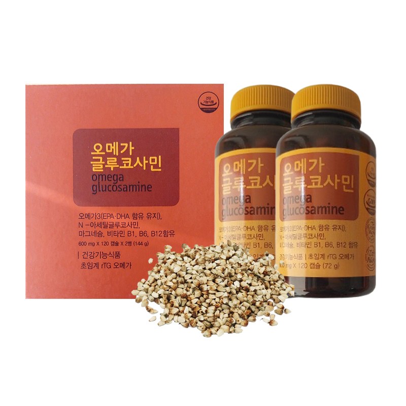 우리몰 알로에<b>마임</b>건강<b>식품</b> 오메가글루코사민 120캡슐 X 2병  2개  120정