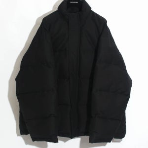 발렌시아가 나일론 코튼 혼합 박시 푸퍼 재킷 블랙 725325 TNO09 1000 23SS 오버사이즈 패딩 43517077
